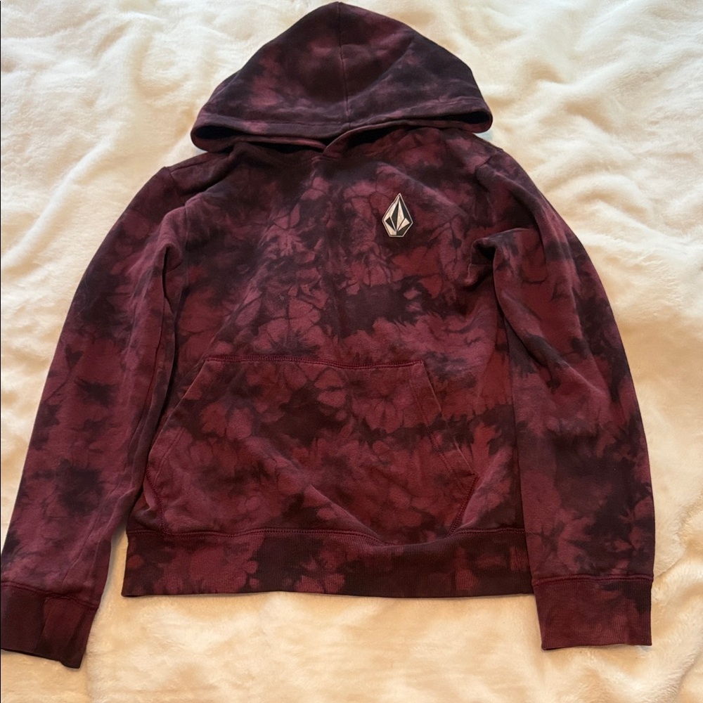 Volcom Men's Burgundy Tie-Dye Hoodie